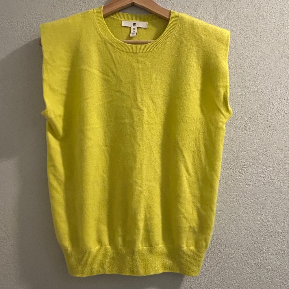 Banana Republic Yellow 100% Cashmere‎ Crew Neck Sleeveless Sweater XS
